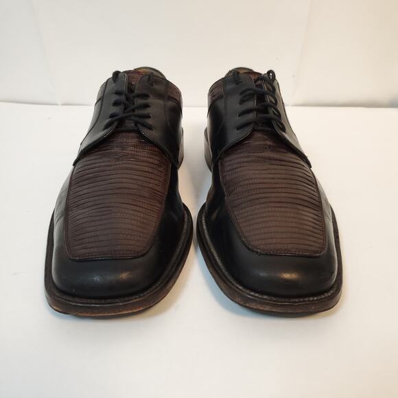 Julio Blanco Mens Brown Black Lizard Leather Handmade Tie Oxfords SZ 12M Spain main image 13